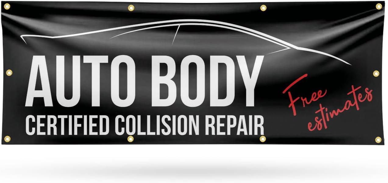 Auto Body Full Collision Repair Banner Sign 48 Inch x 96 Inch | 13 oz Vinyl with Metal Grommets | Heavy-Duty Single-Sided Outdoor Durable Printed High-Quality Weatherproof | Made in the USA