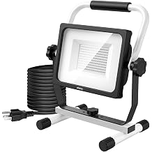 shinic 10000lm LED Work Light with Stand, 95W Outdoor Flood Light, IP66 Waterproof, UL Listed 3-Prong Plug, 17.13Ft Cord, 5000K Daylight Worklight, for Shop, Job Site, Garage, Construction Site