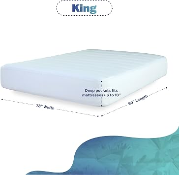 Martex Brrr Cooling Mattress Pad Plush Quilted Down-Alt Layer with Triple Chill Effect Breathable, Moisture-Wicking & Quick-Dry Cooling Technology Deep Pocket Fits up to 18 King, White