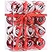 Sea Team 60mm/2.36" Delicate Painting & Glittering Shatterproof Christmas Ball Ornaments Decorative Hanging Christmas Ornaments Baubles Set for Xmas Tree - 24 Counts (Red)