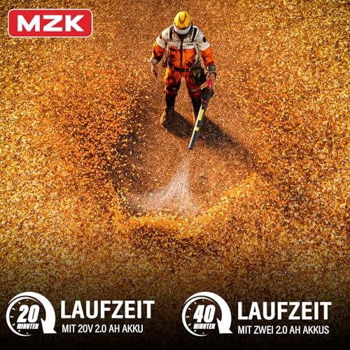 MZK 20V Akku-Laubbläser, 210 km/h & 770 m³/h Laubgebläse, Ultra-Leichter Laubpuster für Garten & Terrasse (Inkl. 2X 2.0Ah Akkus & Ladegerät) 3