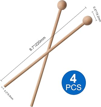 4 Pcs Wood Percussion Sticks 8.7 Xylophone Mallets