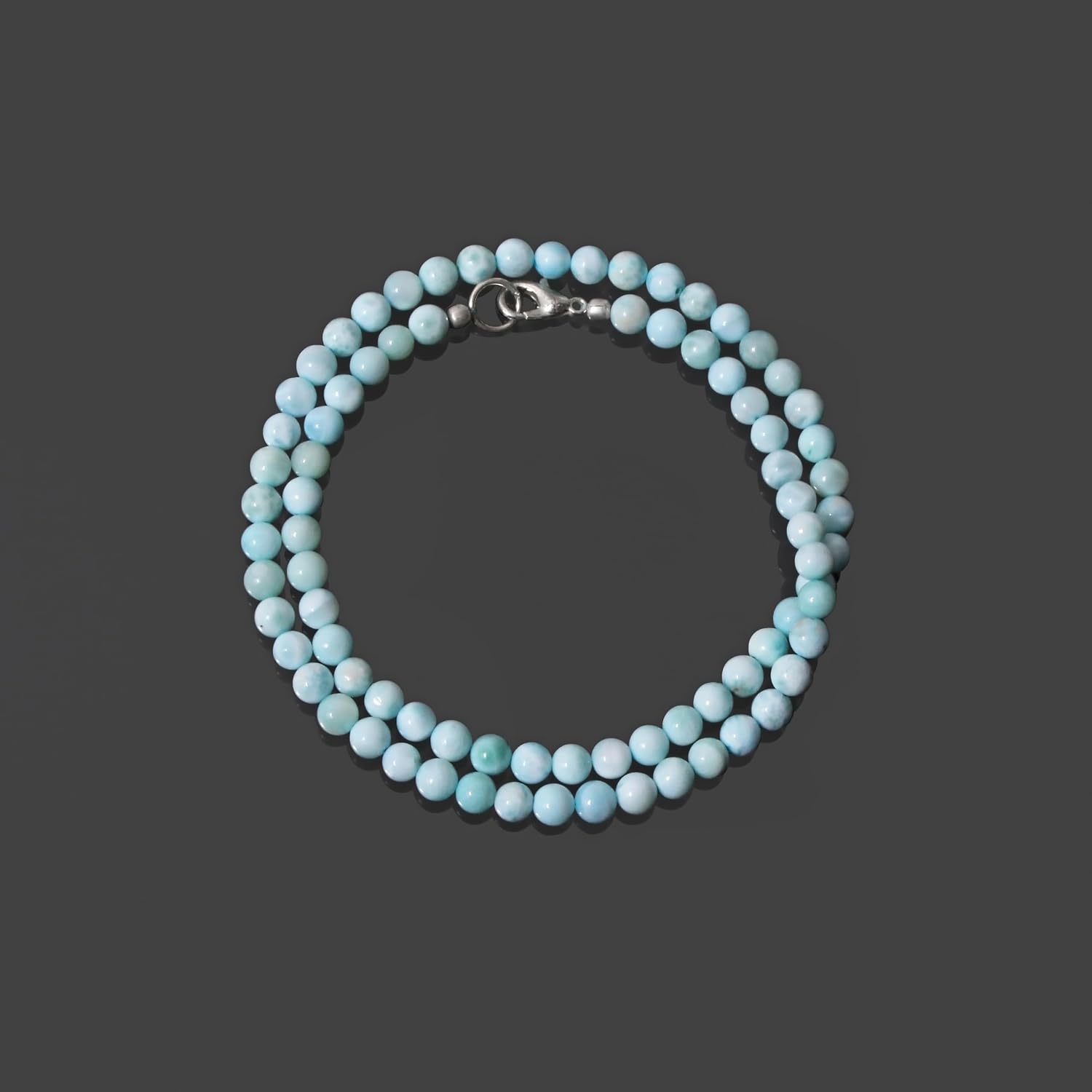 Natural Larimar Necklace, Ocean Blue Larimar Beaded Jewelry, 5 mm Smooth Round Beads Necklace, Larimar Gemstone Necklace by A&M Gems