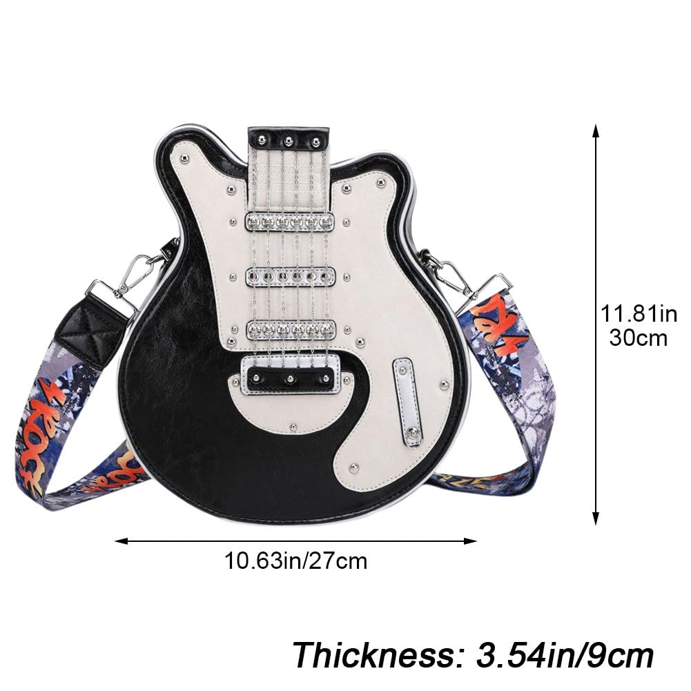 Torba w kształcie gitary ze skóry PU torba na ramię torebka crossbody torebka dla kobiet dziewcząt gitara elektryczna kształt gitary