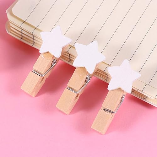 Miniatura 3 de HEALLILY 100 piezas Mini pinzas de madera con forma de estrella clips para colgar en la pared, clips de fotos, pinzas para fotos, clips de