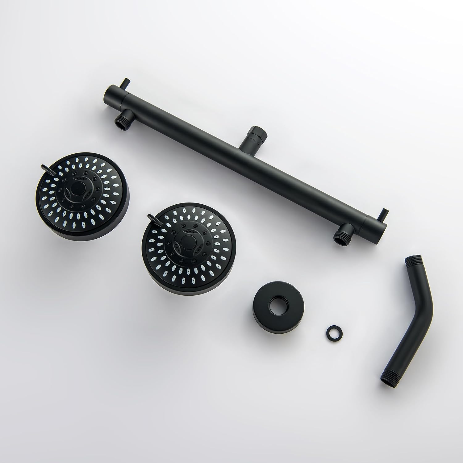Double Dual Shower Head with Built-in Valve, High Pressure 5 Function 2 Person Couples Shower Head, Matte Black