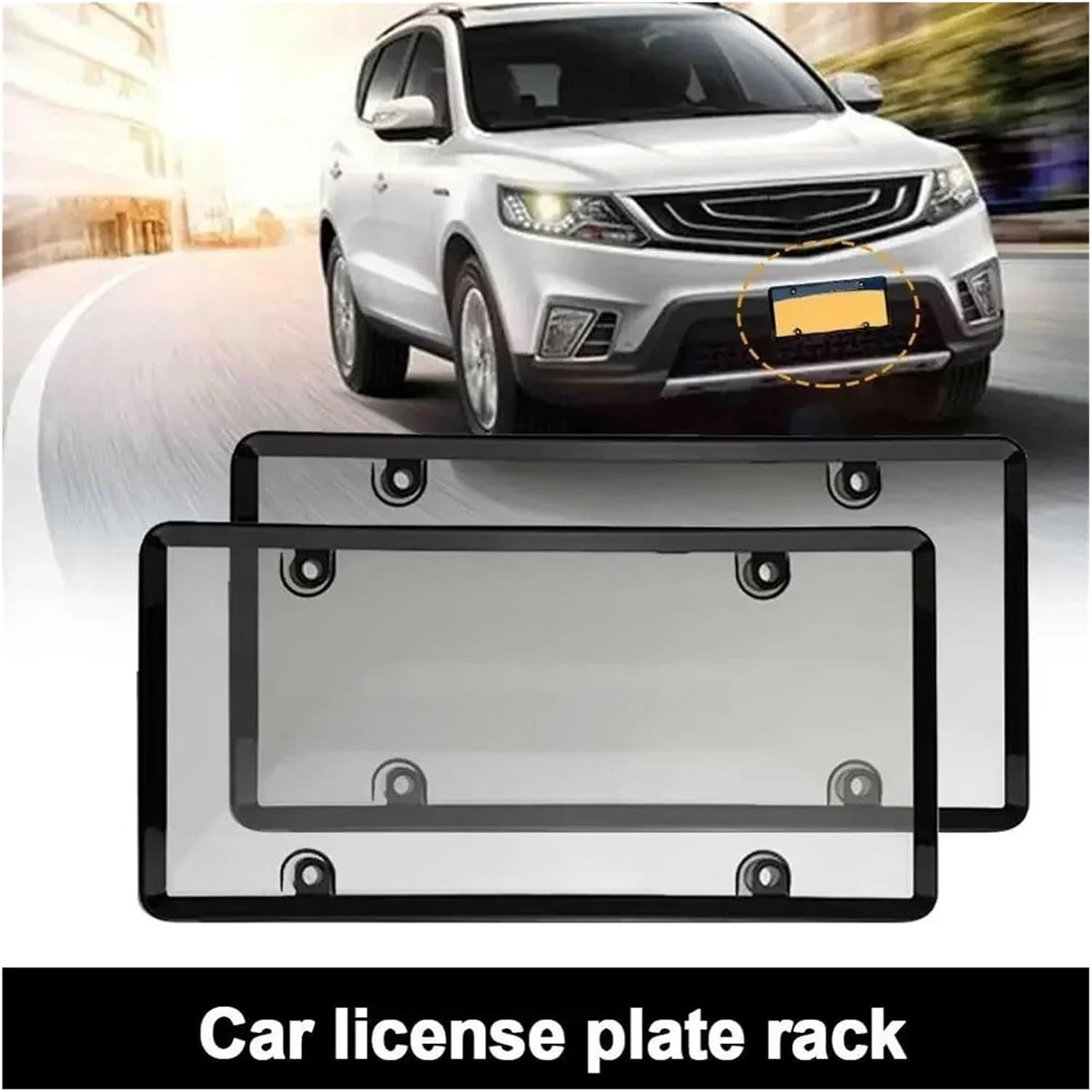 2pcs Car License Plate Frame Shield License Plate Holder License Plate Protection(White)