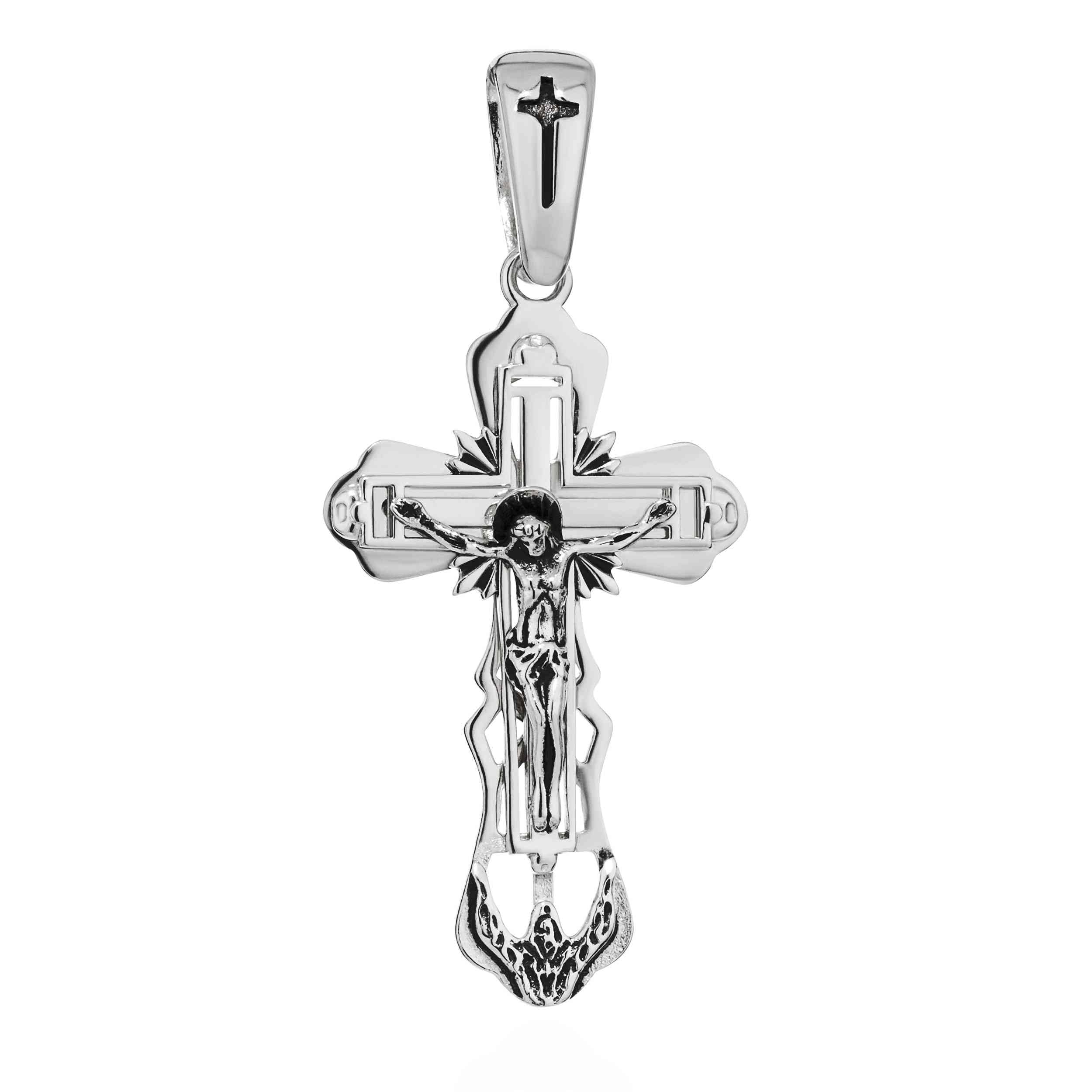 NKlaus Exquisiter zawieszka do łańcuszka ze srebra próby 925, krucyfiks, 44 x 26 mm, elegancja w szczegółach 15475, Srebro