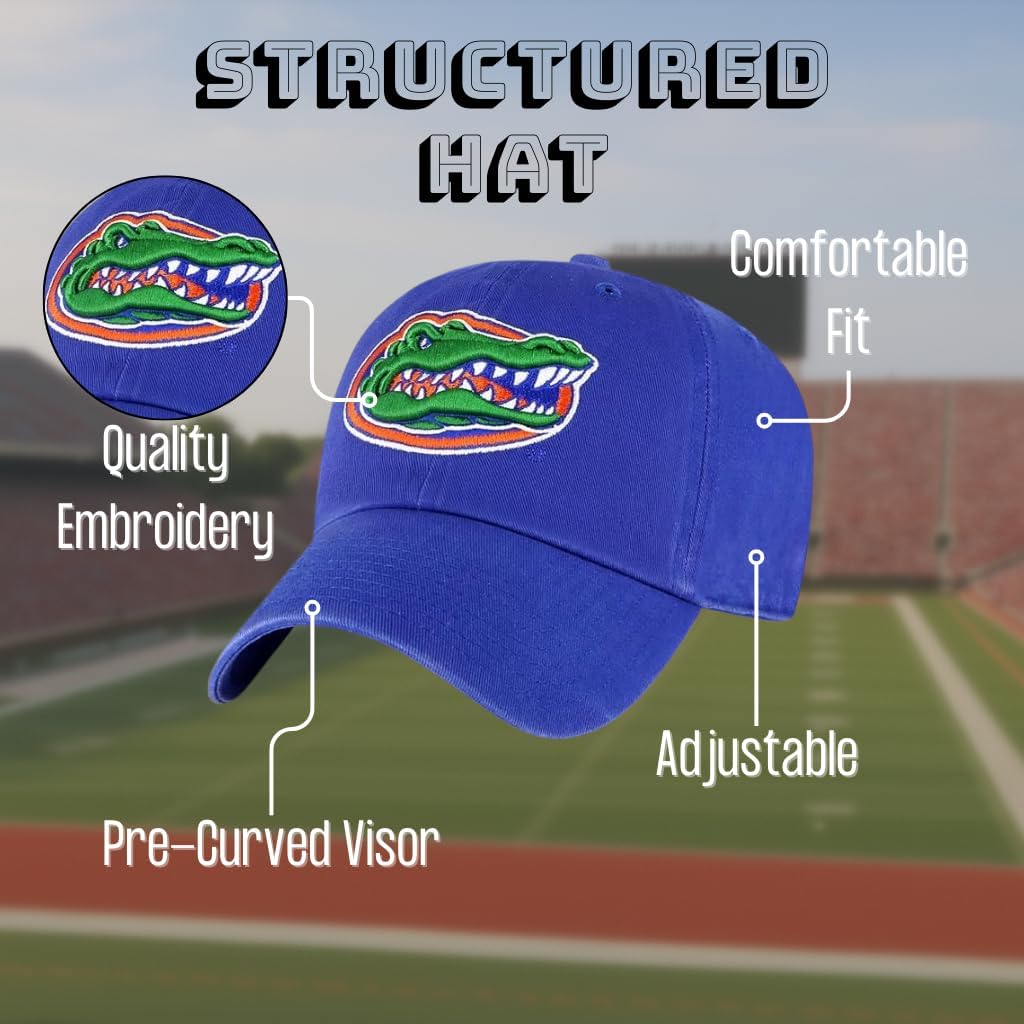 Officially Licensed University Florida Blue MVP Hat Classic Gators Embroidered Team Logo Adjustable Structured Cap