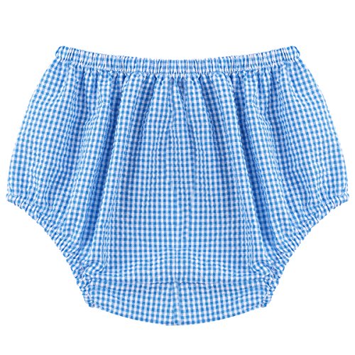 IWEMEK Toddler Baby Girls Boy 1st 2nd Birthday Cake Smash Outfits Cotton Basic Diaper Cover Nappy Bloomers Under Shorts Briefs Panty PP Underwear Swim Dance Panties for Photo Shoot Blue Plaid