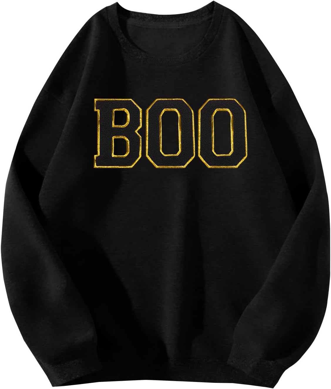Halloween Sweatshirt for Women Cute BOO Graphic Shirt Crewneck Embroidered Ghost Pullover Sweater Tops - Image 4