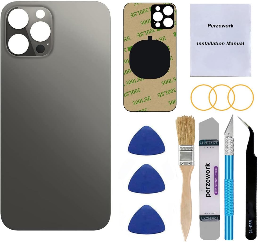 OEM Rear Back Glass Replacement for iPhone 12 Pro 6.1 inches with Reparing Toolkit (Graphite)