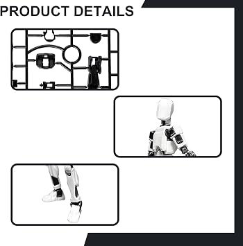 T13 Action Figure Set,3D Printed Multi-Jointed Robot Toy,Fully Movable Action Figures with Weapons & Hand Accessories,Desktop Decorations for Game Lovers,Robot Collectors(White)