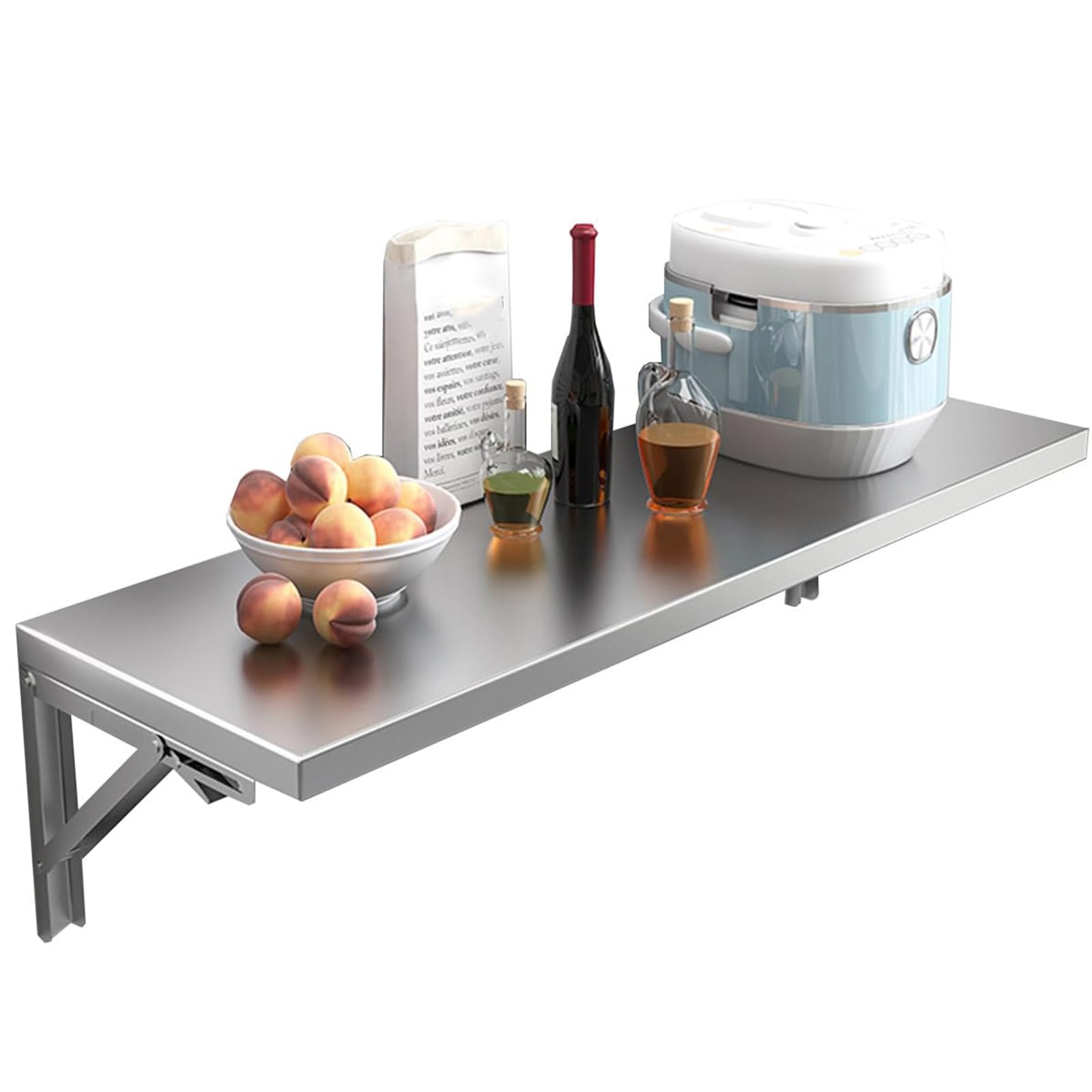 Table pliante murale acier inoxydable 304 panneau épaissi ultra résistant 90x35cm