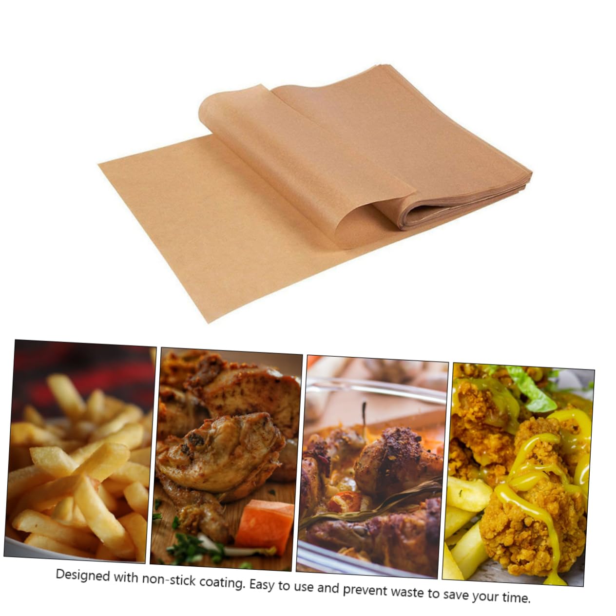 Zerodeko Backpapier Pergamentpapier aus Silikonisiertem Papier 30x40cm Fettabweisend Lebensmittelecht für Backofen Heißluftfritteuse und Grill 200 Stück