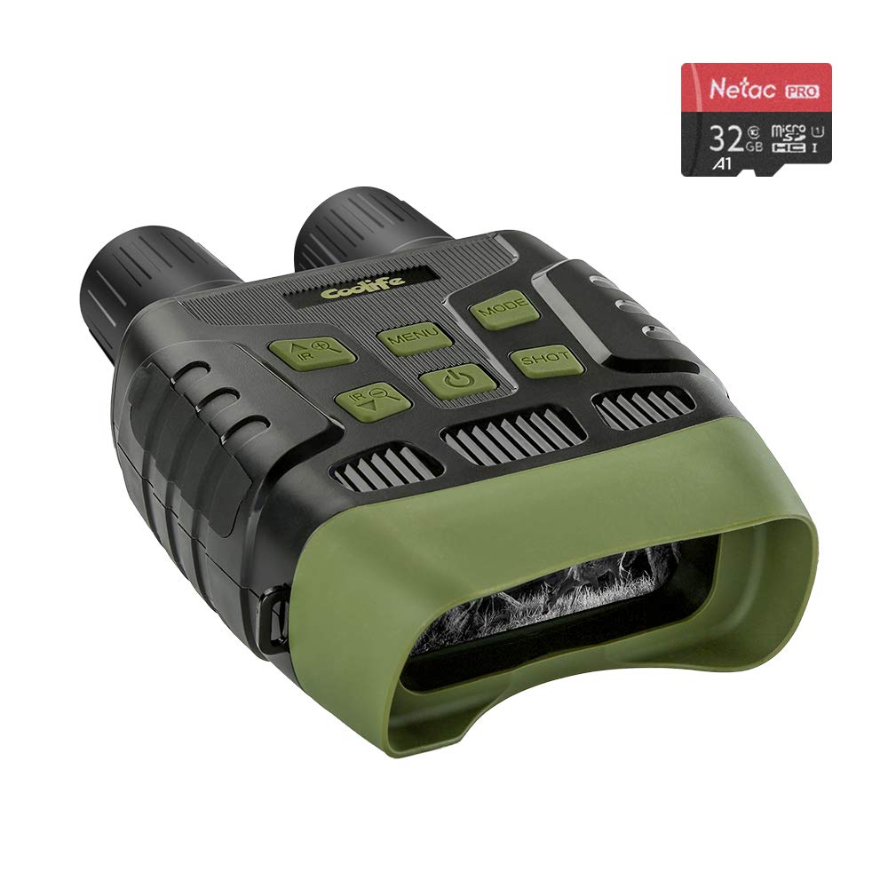 Coolife Night Vision Goggles Binoculars, 984ft Infrared Night Vision Range and HD Image 960P Video, 2.31" TFT LCD for Spotting Hunting with 32GB Card
