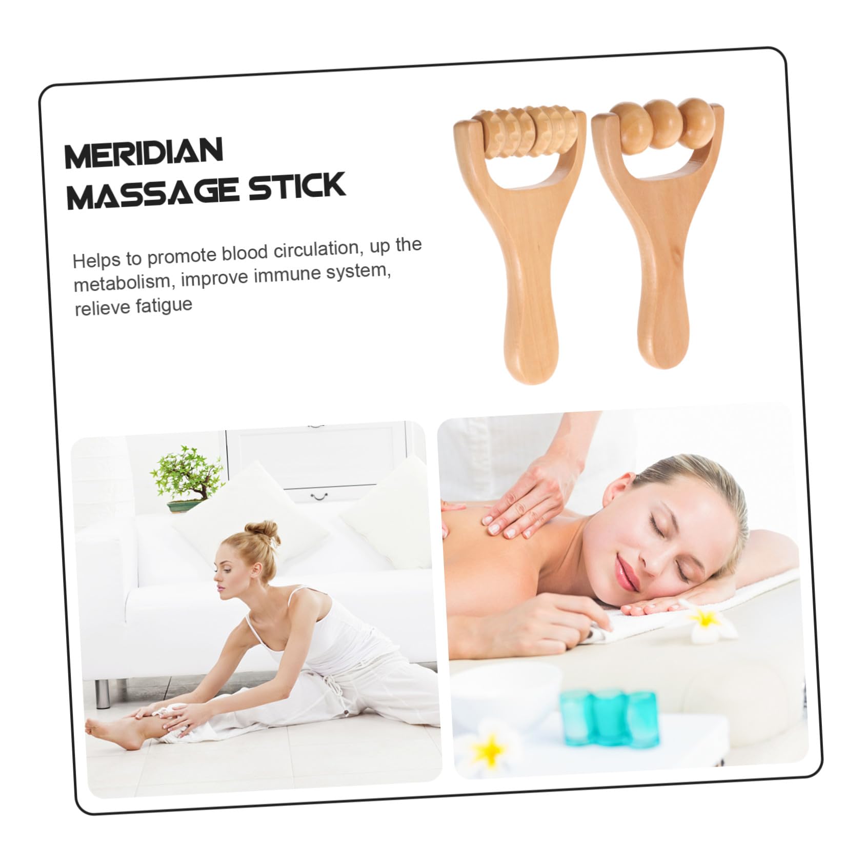 iplusmile 2 piezas Rodillos de Masaje de Madera Natural para Pies y Cuello Compactos y Portátiles Uso Diario para Aliviar Músculos y Puntos Gatillo