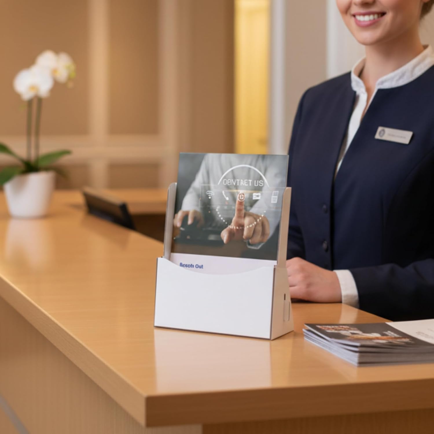 Corrugated Trifold Brochure Holder 8.5x11 Inch, Rack Card Holder Literature Paper Flyer Display Stand Bookmark Display for Magazine, Pamphlet, Booklets, Menu, Offices (10)