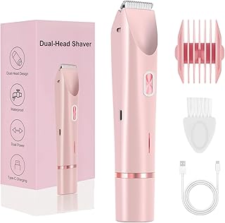 sanuvia depiladora íntima, afeitadora corporal mujer 2 en 1 con doble cabezal, recortadora corporal femenina ipx7, afeitadora eléctrica usb-c para bikini axilas piernas rostro y cuerpo