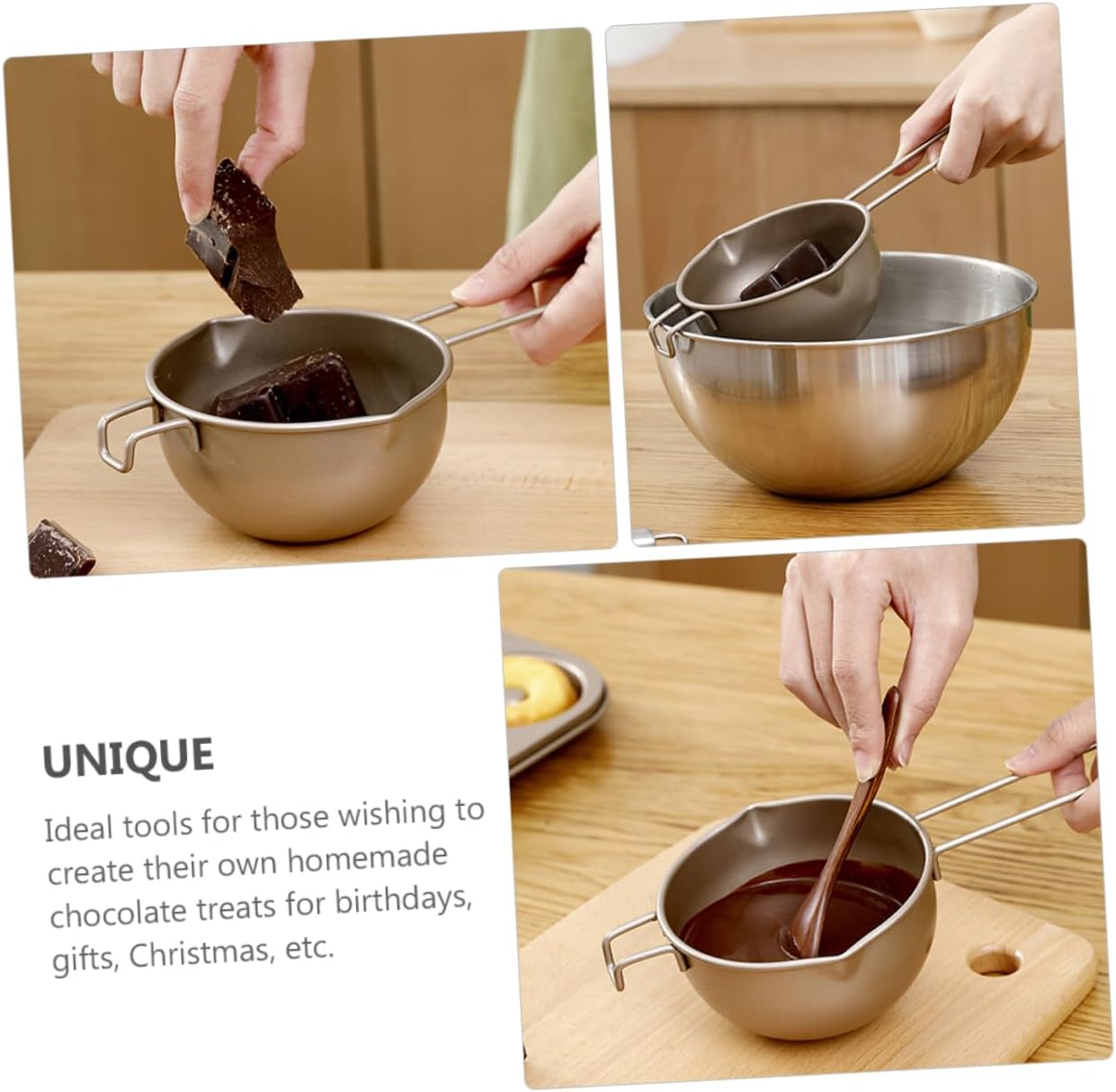 PRETYZOOM Melting Bowl Steel Resistant Easy to Clean Compact Design Melt Butter Cheese Sweets Wax Proper Handle for Safety for Baking