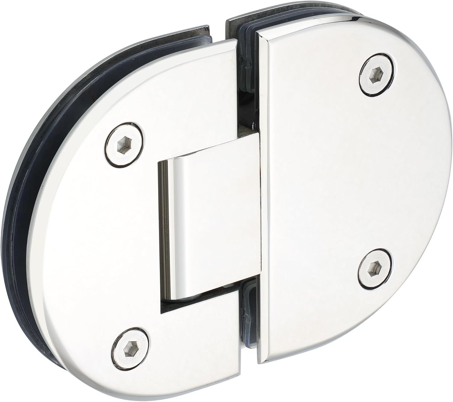 Alise Glass Shower Door Hinge,180 Degree Hinge for Bathroom Door,Heavy Duty Solid SUS304 Stainless Steel Cabinet Hinge Glass to Glass,Shower Door Hardware Replacement Part(Polished Chrome,Round,1Pack)
