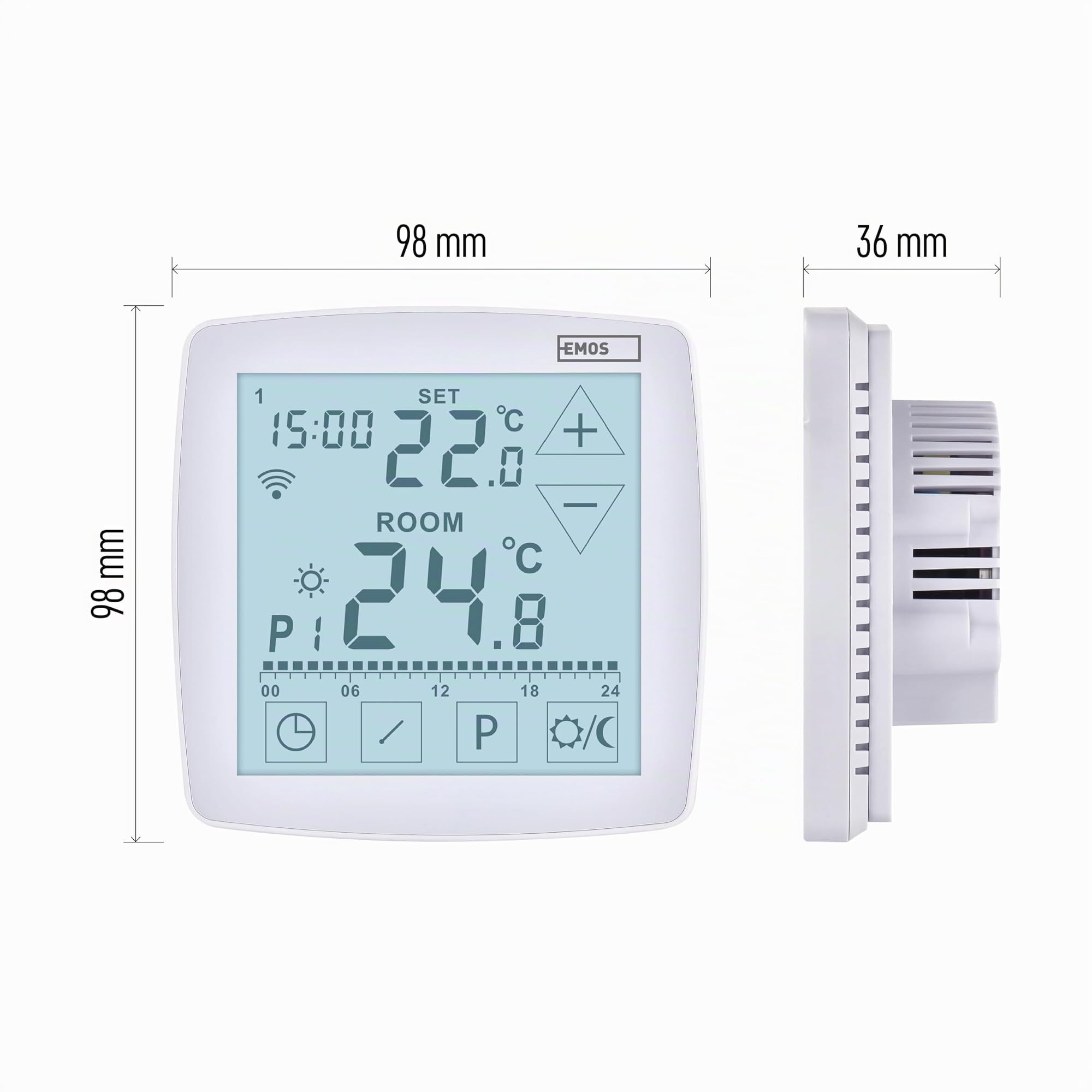 EMOS GoSmart - Smart Home Raumthermostat mit App - WiFi - Open Therm Thermostat für Fußbodenheizung - mit Touch-Bedienung - energiesparend - Tuya, Smart Life, Google Assistant und Alexa kompatibel