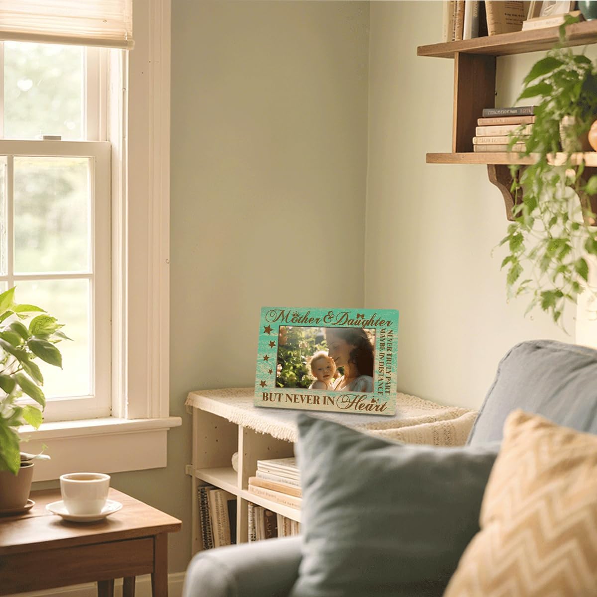 Wooden Photo Frame Mothers And Daughters Never Truly Part Decor Gift For Mom From Daughter Family Photos Frames Table Decoration Thanksgiving & Christmas Gifts Mothers Day Gift 8X6 Inches - Image 5