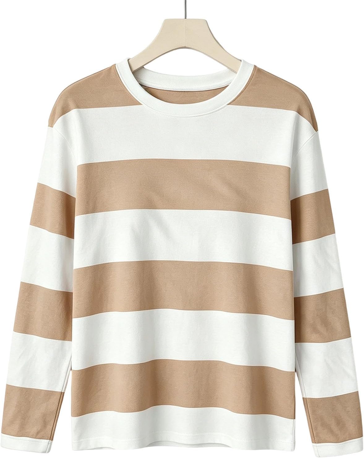 T Shirts for Women Striped Crew Neck Long Sleeve Casual Blouse
