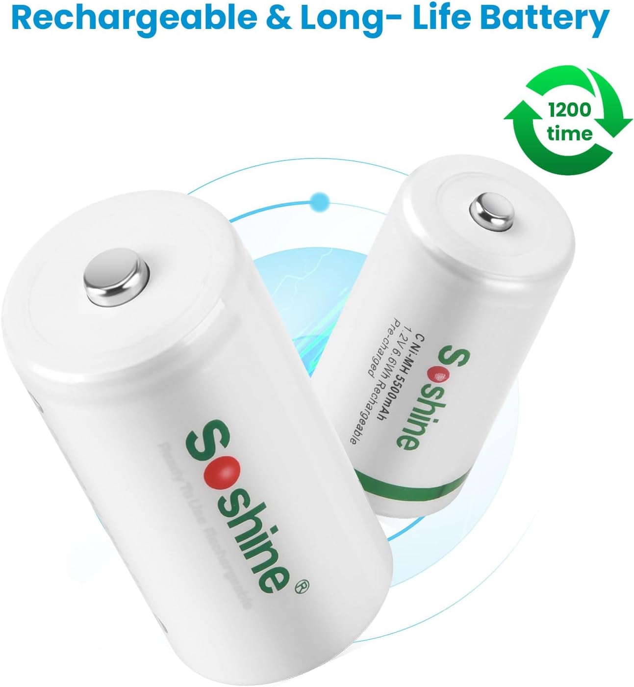 Soshine AA AAA Battery Charger,8 Bay C D Battery Charger for AAA/AA/SC/C/D Ni-MH Ni-CD Batteries (USB Fast Charging, Independent Slot) (C02+D11000)