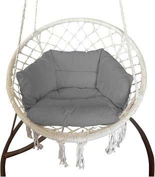 Hammock Chair Cushion, Hanging Basket Egg Chair Cushion Round Seat Thick Nest Back Pillow for Patio Garden Swing Seat Pads Dark Gray