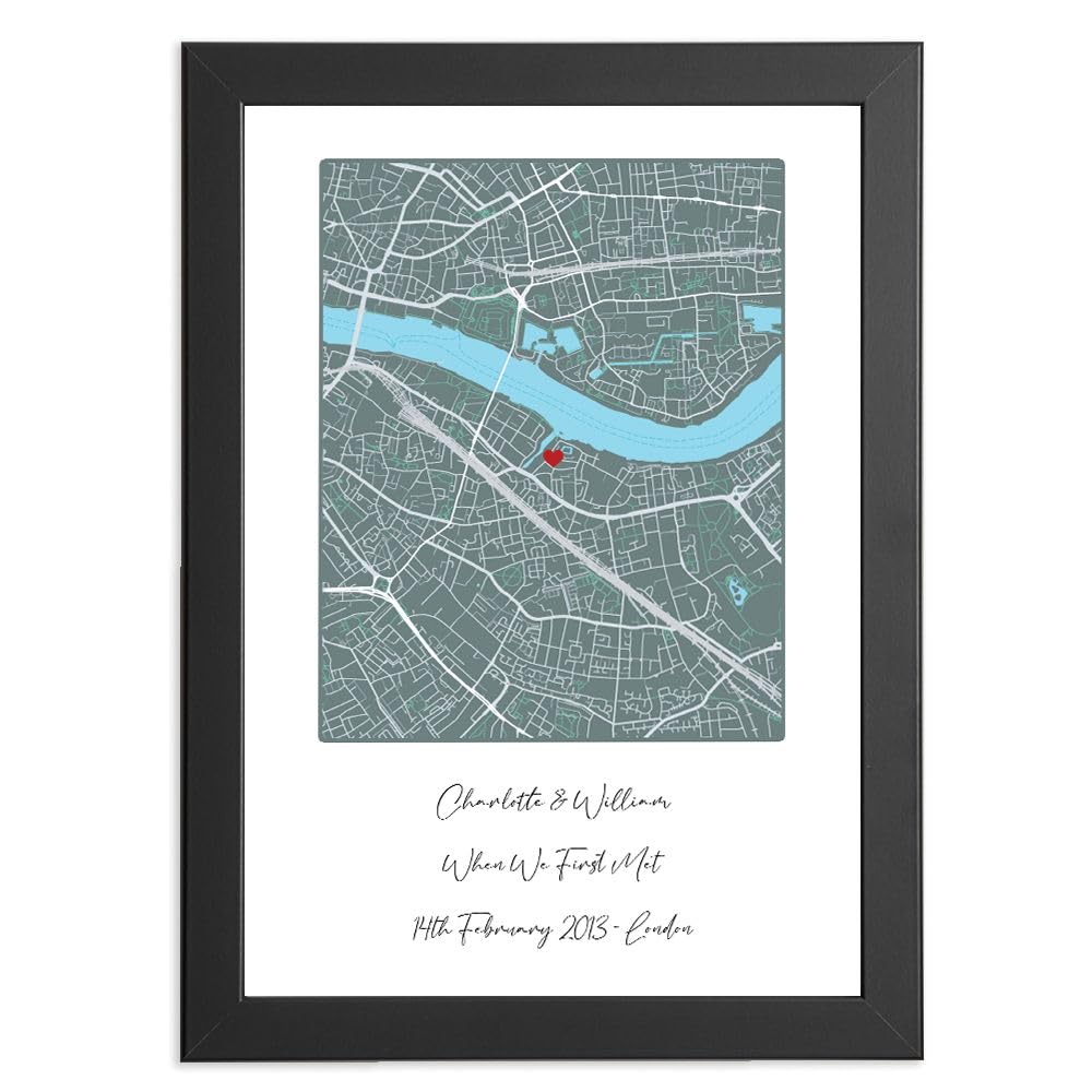 Our First Date Map Print - Personalized Romantic Gift for Him or Her | Unique Valentine's Day Keepsake, Christmas, Birthday, Wife, Girlfriend, Boyfriend, Husband Present Artwork
