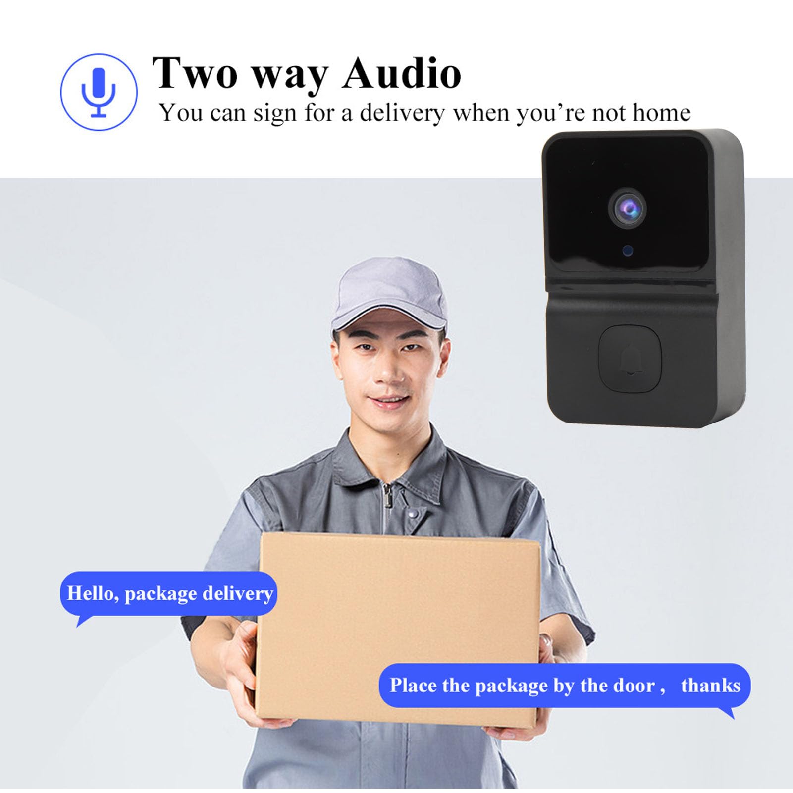 1080p HD draadloze videodeurbel camera met tweerichtingsaudio