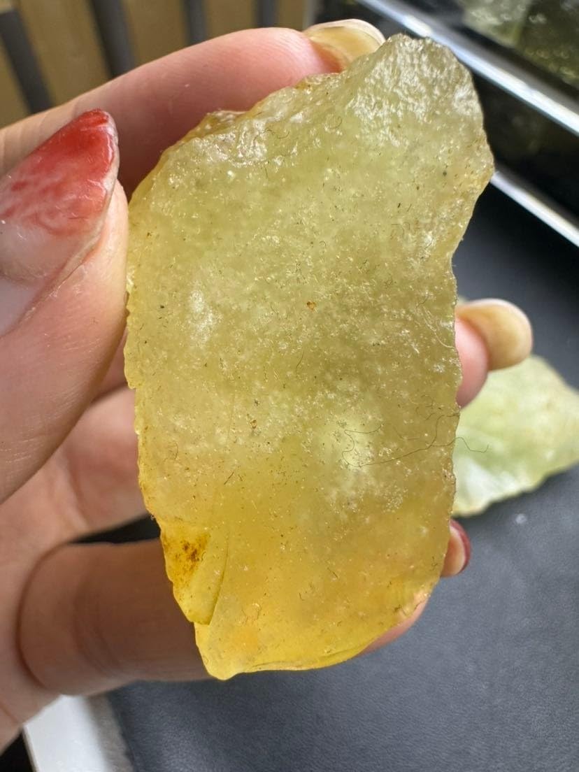 Libyan Desert Glass Meteorite Tektite Impact Specimen, 137g, Natural Yellow-Green Color, Raw Rough Stone with Dimples, GEM Quality