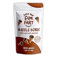 Vista 2 de Just The Fun Part, Mini conos crujientes de gofre, rellenos de chocolate con leche belga de primera calidad, ideales para aperitivos, postres