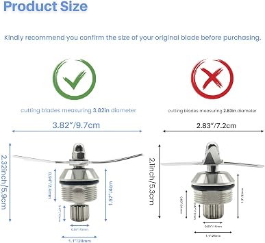 Blender Ascent Blade Assembly 105733 Replacement for Vitamix Blender Ascent Series A2300 A2500 A3300 A3500, Base Blade Part Fits Pro 750 7500, Explorian E310 E320 48oz and 64oz Low Profile Containers