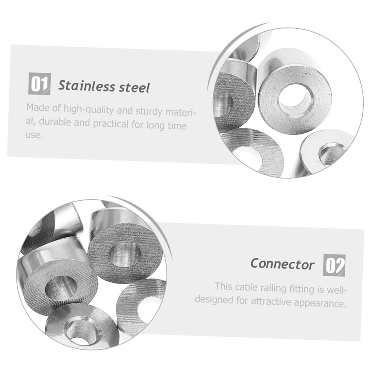 STOBAZA 10-Piece Stainless Steel Wire Railing Connector Kit 30-Degree Beveled Washers for Cable Decks and Railing Systems