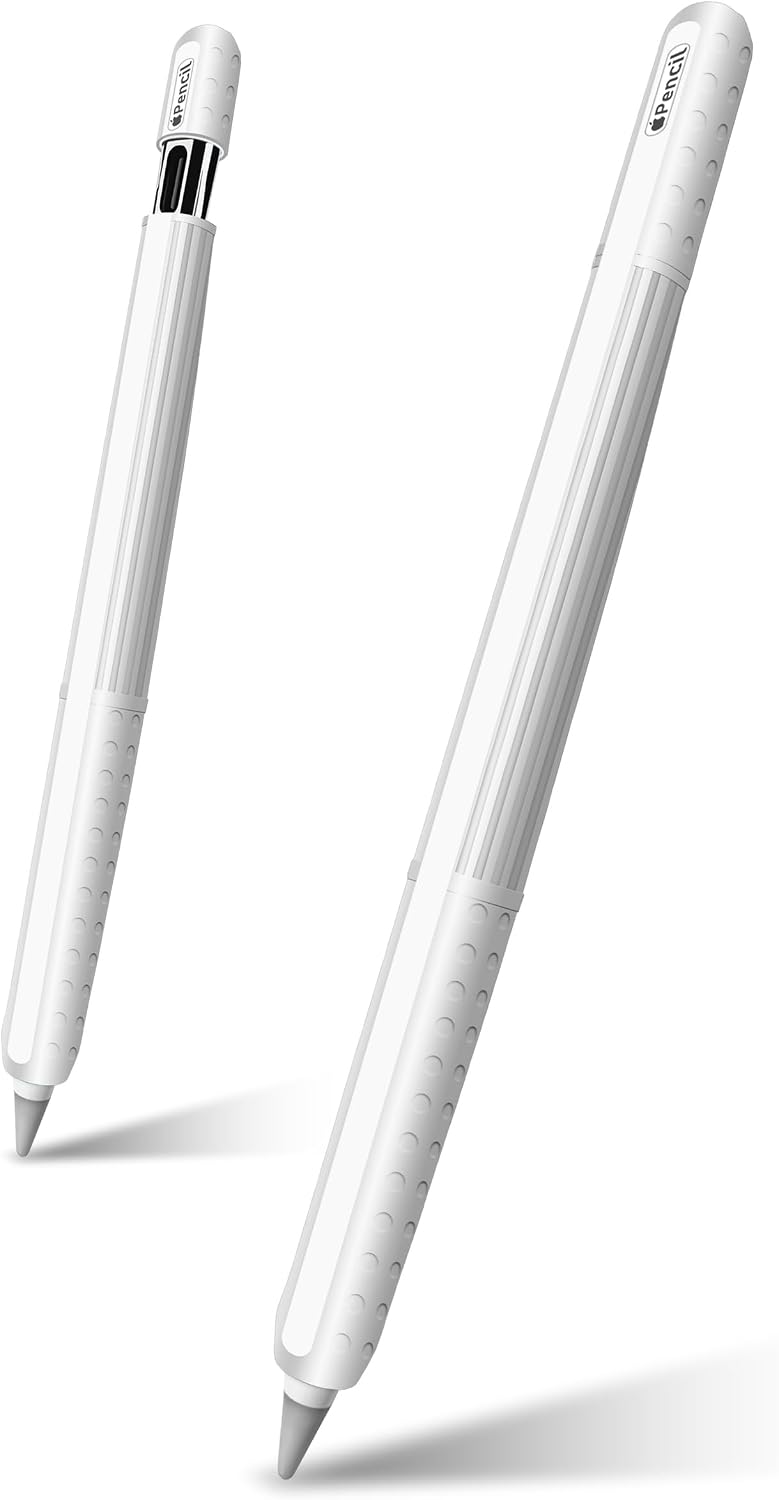 (2 Pack) Protective Cover Case Skin for Apple Pencil (2nd Generation/Pro/USB-C) - Enhanced Grip, Anti-Slip Design, Lightweight & Scratch-Resistant (White)