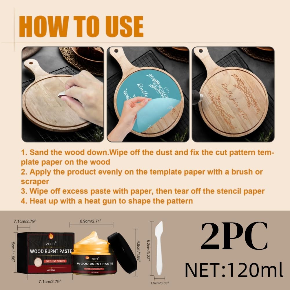 Gel à Combustion du Bois,2pcs Pâte de Combustion du Bois,Torch Paste Burning Wood,Pâte Torche Brûlante,Gel pour Brûler Le Bois avec Scoop,Torch Paste Bois,Gel pour Brûler Le Bois