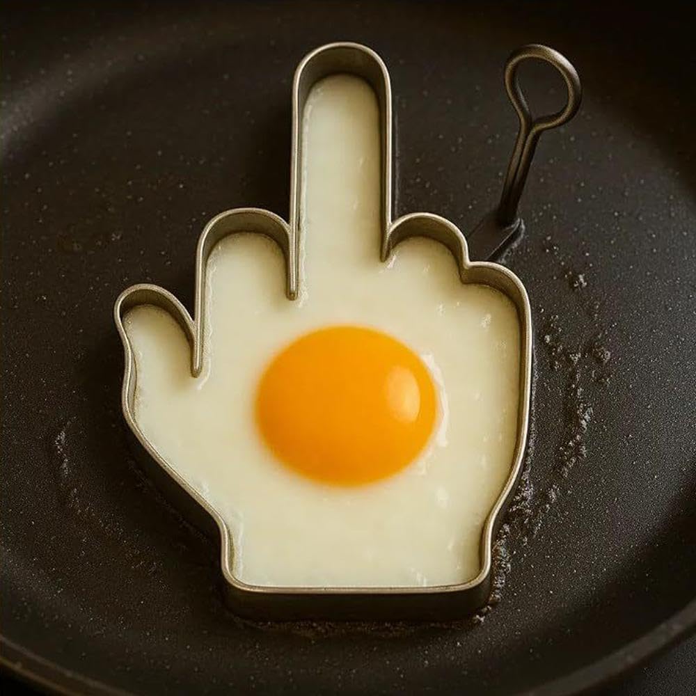 Stampo per uova per friggere, forma antiaderente per una colazione unica e maleducata, design con dito medio, regalo per gli amanti delle uova, perfetto per uso interno o in campeggio