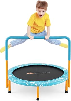 Goplus 36 Foldable Mini Trampoline for Kids, Toddler Trampoline with Full Covered Handle and Safety Pad, Portable Fitness Rebounder for Indoor Outdoor, Max Load 330 LBS
