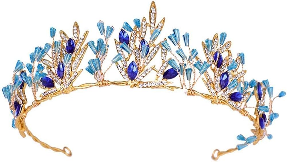 crown, Women Tiara with Comb - Colorful AB Crystals Crown for Bridal Princess Girls at Wedding Birth Pageant