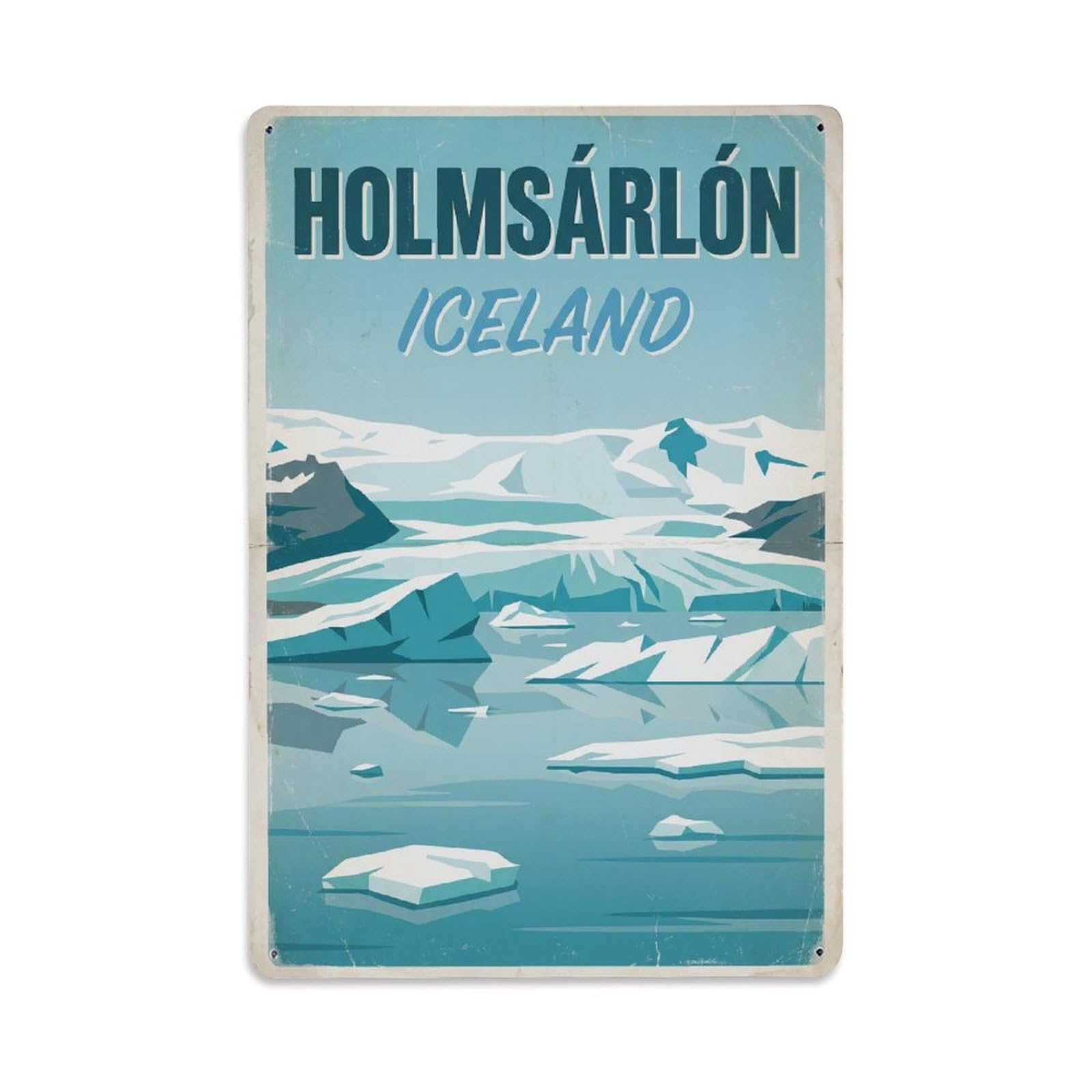 Gead 8X12inch Style Vintage Travel Holmsarlon Iceland Lagoon Metal Tin Sign
