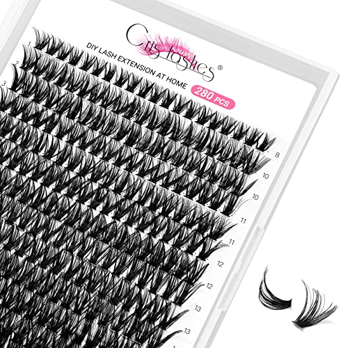 280 PCS Lash Clusters DIY Eyelash Extension 50D 0.07 D Curl 8-16mm Cluster Lashes DIY Individual Eyelashes Reusable Soft Cluster Eyelash Extensions at Home (50D 0.07 D 8-16)