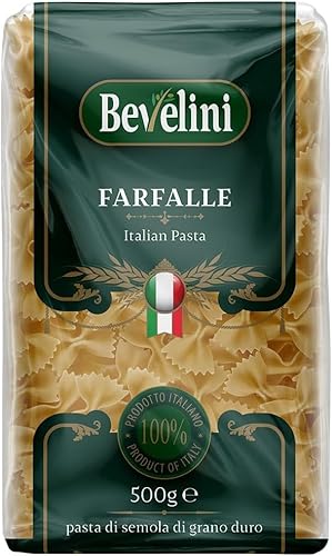 Bevelini Farfalle Pasta 500g (Pack of 1) | Italian Bow Tie Pasta Made from Durum Wheat Semolina | Decorative Farfalle for Salads, Sauces, Creamy Recipes & Everyday Meals