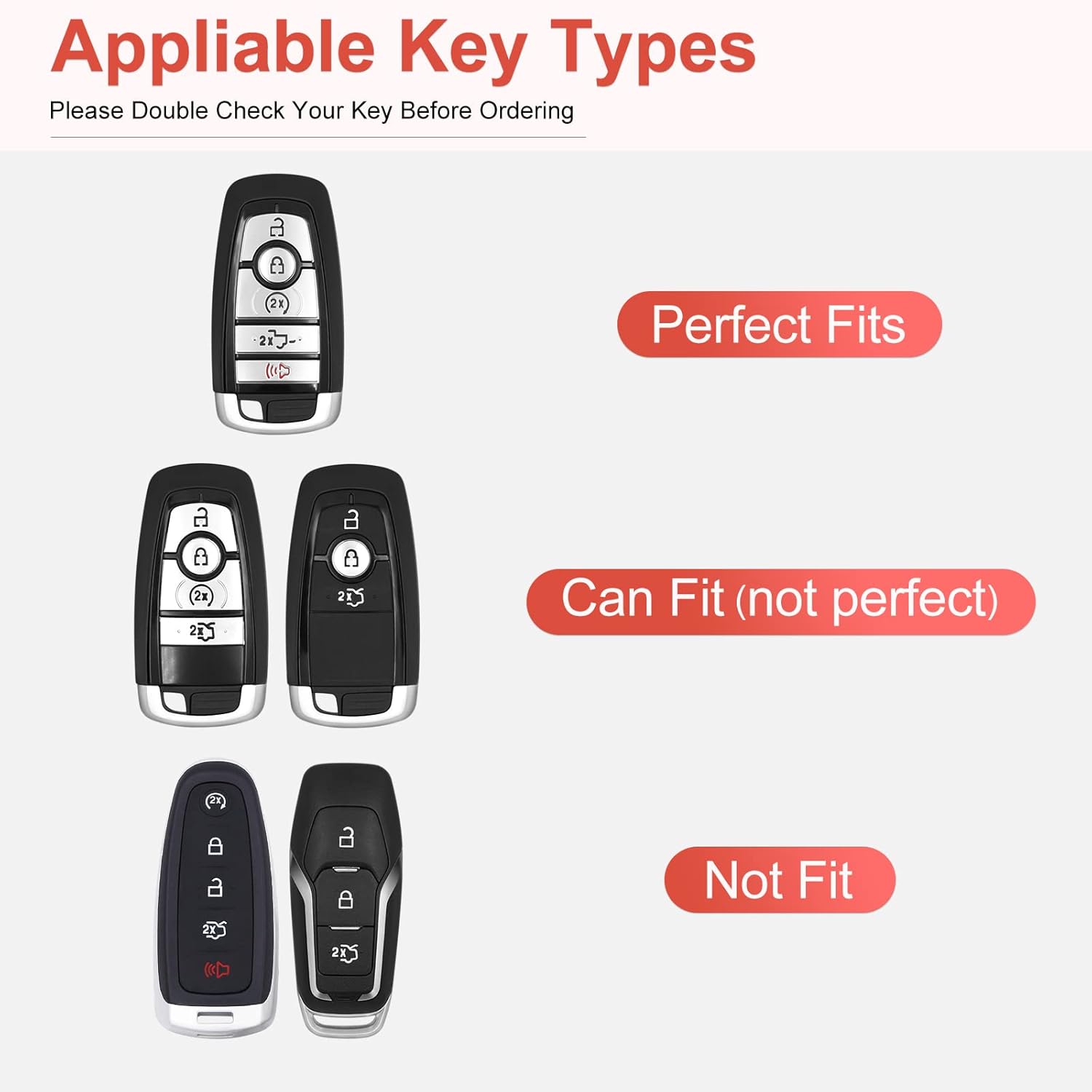 for Ford Key Fob Cover with Keychain, Leather Crystal Key Case Protector Compatible with Ford Fusion F150 F250 F350 F450 F550 Edge Explorer Smart Remote Key, Red