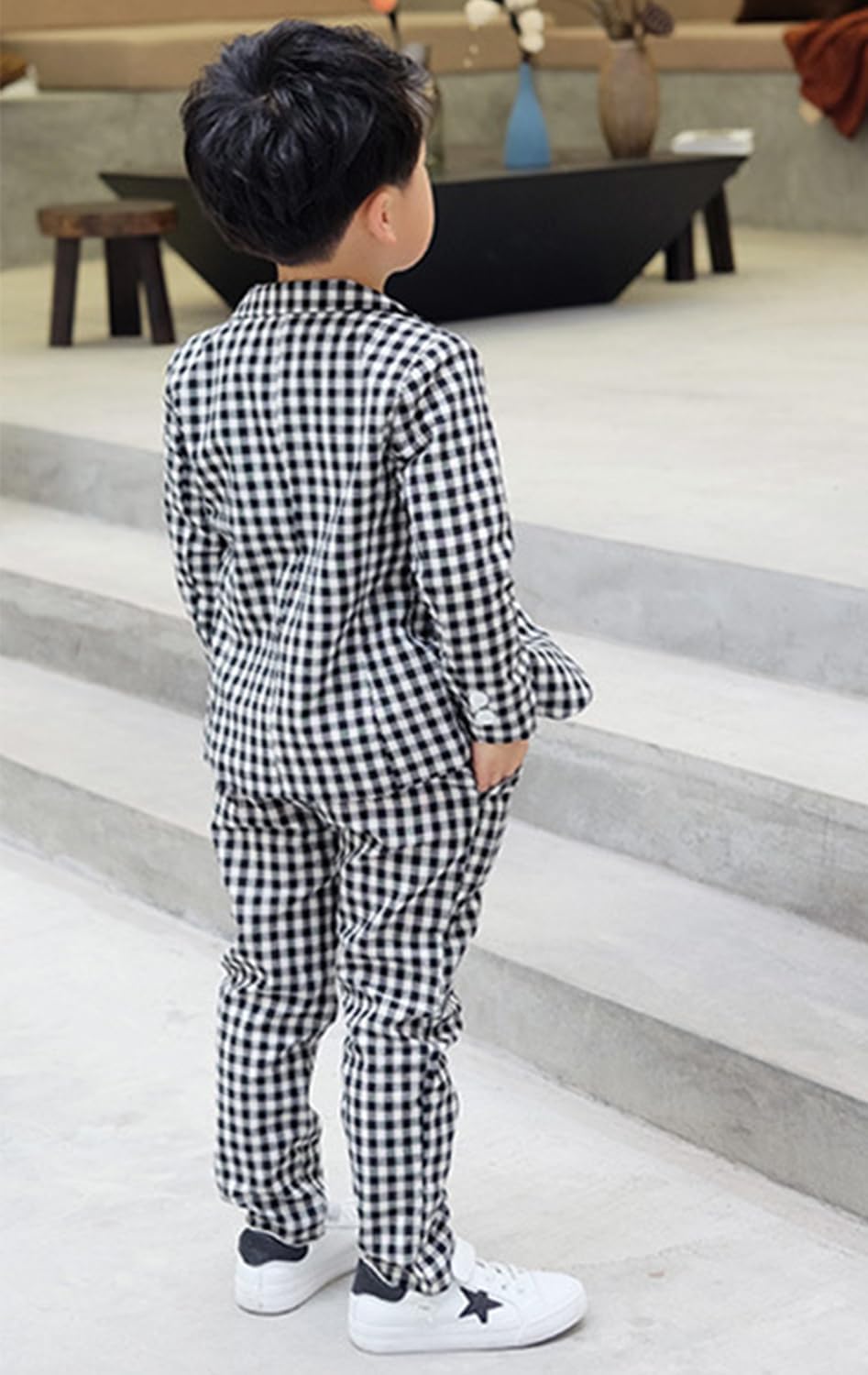 Boys' Checked Blazer Single Breasted Button Suit Coat Daily Leisure Dinner Jacket