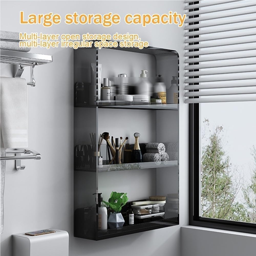 Acrylic Multi-Layer Wall Storage Rack | Bathroom Shelf, Bookshelf & Cosmetic Organizer for Bedroom, Bathroom & Study(Color:Green)