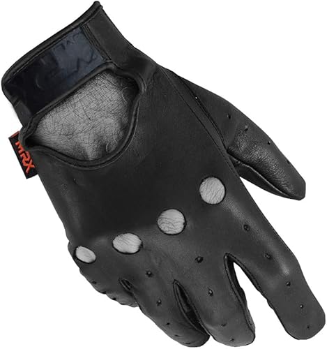 Miniatura 4 de MRX BOXING & FITNESS Guantes de conducción para hombre, básicos, suaves, de piel de cabra, sin dedos, transpirables, para motociclista, ciclismo,