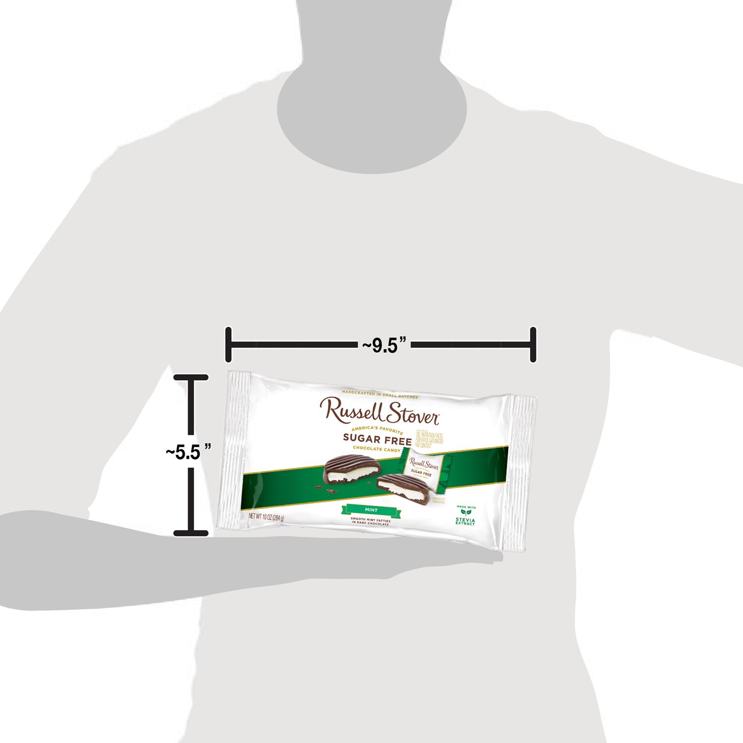 Russell Stover Sugar Free Mint Patties with Stevia, 10 oz. Bag (Pack of 4)