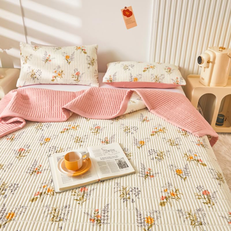 Sábanas de algodón lavado gruesas con falda de cama de doble uso Huahai acolchada